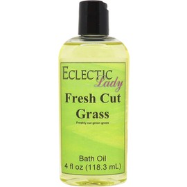 Fresh Cut Grass Bath Oil by Eclectic Lady - Scented Bath Oil - Relaxing & Moisturizing Bathing Oil - Fragrance Body Oil for Dry & Rough Sensitive Skin - Body Daily Nourishing Shower Oil (4 oz)
