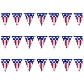 Beistle S50530AZ3 Spirit of America Pennant Banner 3 Piece, Red/White/Blue