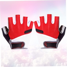 PACKOVE Breathable Half Finger Bike Riding Gloves Unisex Skid Resistant Sports Gloves for Outdoor Cycling Jogging Hiking Shockproof Sweat Design Durable Material XL Red