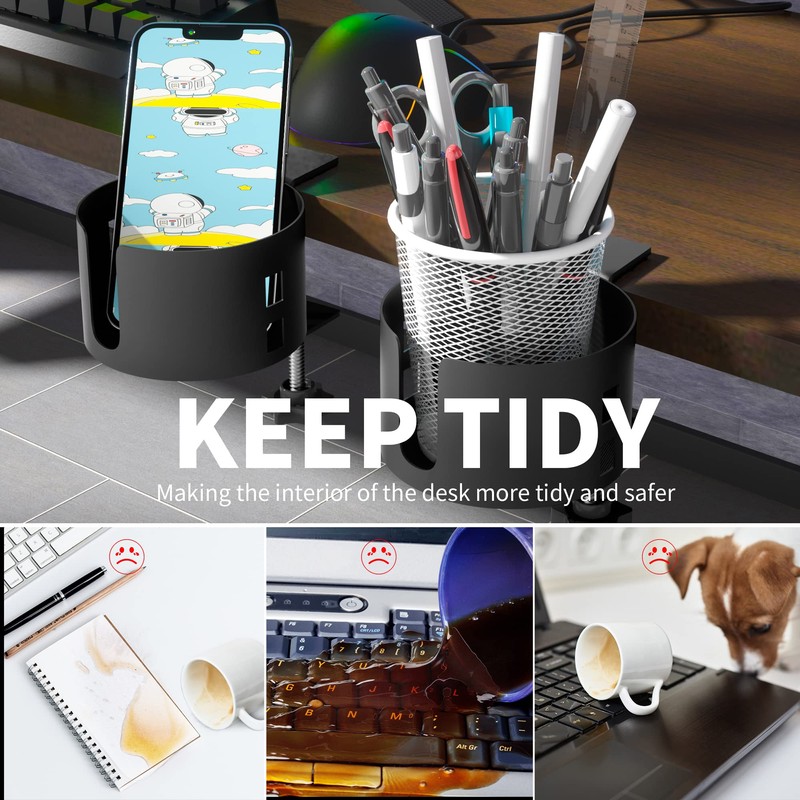 Large Desk Cup Holder, YYP Anti-Spill Cup Holder for Desk