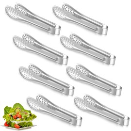Stainless Steel Serving Tongs, 6 Inch Serving Tongs, Buffet Stainless Steel Cooking Tongs, Kitchen Tongs, Food Cooking Tongs, Meat Tongs, Kitchen Tongs, Set of 8