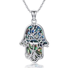 KoyeKei Hamsa Necklace for Women 925 Sterling Silver Chai Tree of Life Pendant Jewish Jewelry Hamsa Hand Protection Mothers Day Gifts for Mom Wife Girlfriend