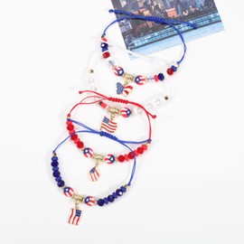 Regalos del 4 de julio, juego de pulseras de abalorio de estrella roja blanca y azul, apilables con bandera americana patriótica del Día de la Independencia, brazaletes Heishi Surfer Clay Verano Playa