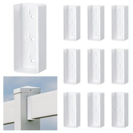 Nuanchu 10 Pack Vinyl Fence Rail Mount Brackets 1-1/2" x 5-1/2" White Vinyl Fence Brackets U Bracket