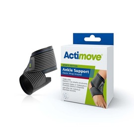 Actimove Sports Edition Ankle Support Elastic Wrap Around | Adjustable Compression Support Wrap for Sprained Ankle, Achilles Tendonitis, Plantar Fasciitis, & Injured Foot | Unisex, Black, Medium