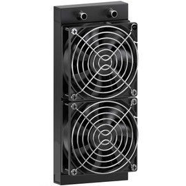 Clyxgs Radiador de refrigeración por agua, 12 tubos de aluminio intercambiador de calor con ventilador para PC, CPU, computadora, sistema de refrigeración por agua, DC12 V, 240 mm, color negro