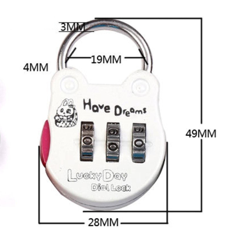 Padlock, 3 Digit Combination Lock, Zinc Alloy Small Security Padlocks
