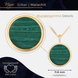 miyou Gold-Plated Women's Necklace with Pendant - Celebrity Necklace Made of 925 Silver - Delicate Chain - Fashionable Gemstone - Women's Jewellery - Silver - Elegant - Set, Silver Gold