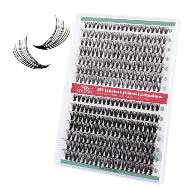 FADVAN Lash Extension 280pcs D Curl 20D+40D Cluster 9-16mm Mixed