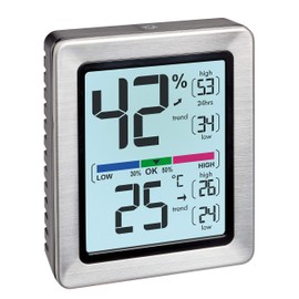 TFA Dostmann 30.5047.54 Exacto Digital Thermo-Hygrometer, Highly Accurate with Precision Sensor, Silver