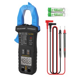 Clamp Meter Multimeter Tester AC/DC 6000 Counts Measures Capacitance, Resistance, Continuity, Diode, TRMS NCV with Auto Range, Backlight, Data storage with Test Leads, Alligator Clips GOLDCHAMP