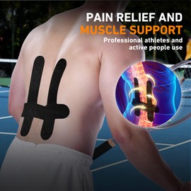 PreCut Kinesiotapes für Unterer Nacken, Kinesiotapes Vorgeschnitten 10 Stück | Ohne Shere, Hautfreundlich mit perfektem Trage-komfort, Wasserfestes & Elastisches Physio Tape - Schwarz