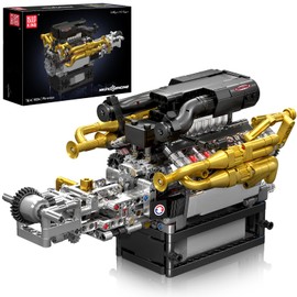 Mould King 10224 V12 Engine Model That Works - Build Your Own V12 Engine Toy, Petrol Car Engine Replica Model Building Kit for Adults, for Car Enthusiasts & Collectors (974 Pieces)