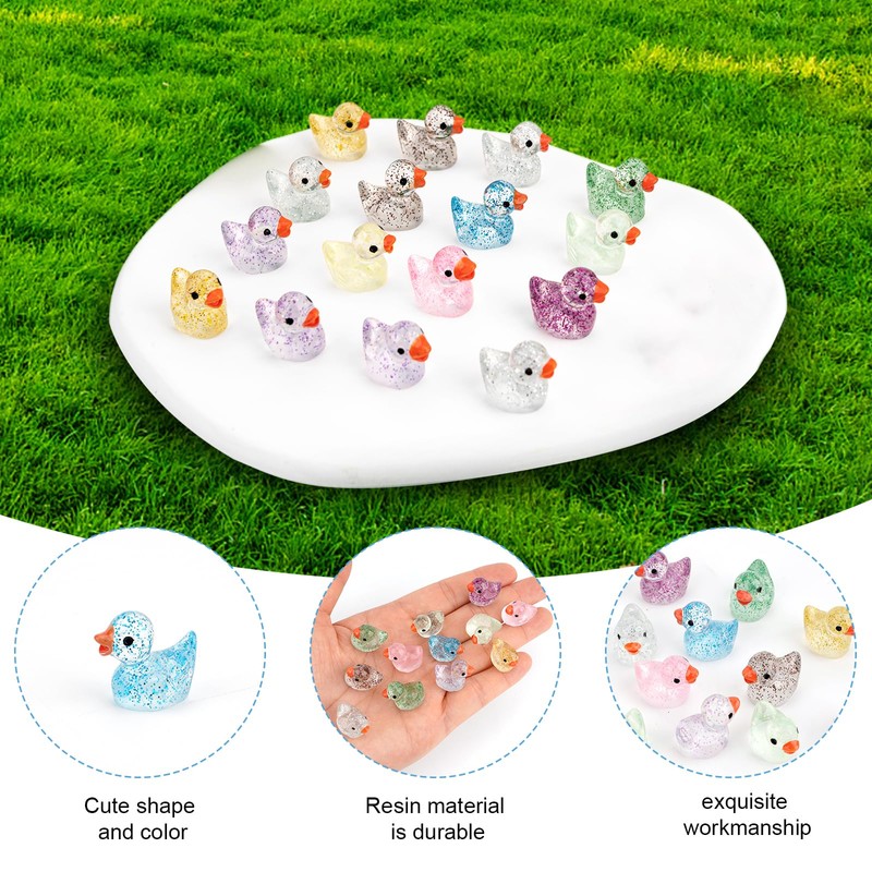 200Pcs Mini Ducks, Mini Resin Ducks Cute Glitter Little Ducks