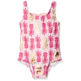 KIKO & MAX Traje de baño de una Pieza para niña, Rosado Pineapple, 12 Meses