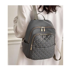 GFM® Women's Girl's Waterproof Nylon Backpack with Studs Rucksack - Holidays, Travel, Casual Day Use, Summer (EXC)(S1-Grey)(NBKP-6738-BH)