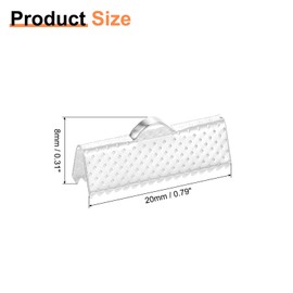 sourcing map 280Pcs Ribbon Crimp Clamp Ends, 20mm Bookmark Pinch Crimp Ends, Cord Ends Fasteners Clasp Crimp Ends for DIY Bracelet Necklace Jewelry Making, Silver