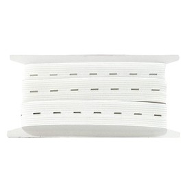 6M Elastic Rubber with Eyelets 6 Meters x 15mm Wide, Elastic Tape with Eyelets, Sewing Elastic Rubber, Elastic Tape for Sewing, White, (101, 15mm X 6M)