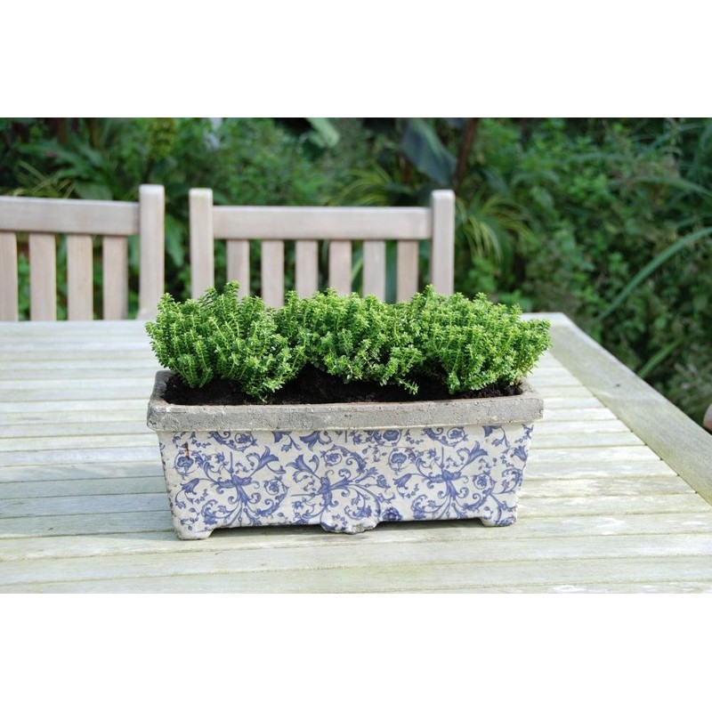 Esschert Design USA Ceramic Balcony Planter-Blue/White