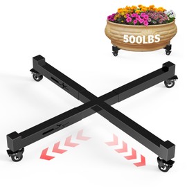 Plant Caddy With Wheels, 21" to 30" Heavy Duty Rolling Plant Dolly, Metal Plant Stand With 4 Lockable Caster Wheels, For Indoor Outdoor Large Pots Planter, Holds Up to 500 Lbs, Black Moving Dolly
