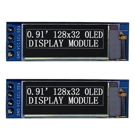Haldzemo 0.91 Inch I2C IIC OLED Display Module 128X32 SSD1306 Compatible Arduino Raspberry Pi ESP32 (2 Pack, White)