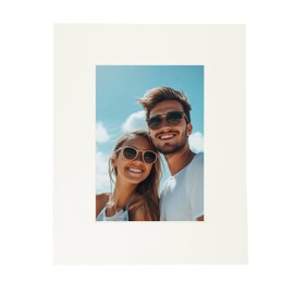 sourcing map Picture Mats, 8 x 10 Mat Board Center for 5 x 7 Pictures Acid Free White Core Bevel Cut Frame Mattes for Display Art Measuring, Cream