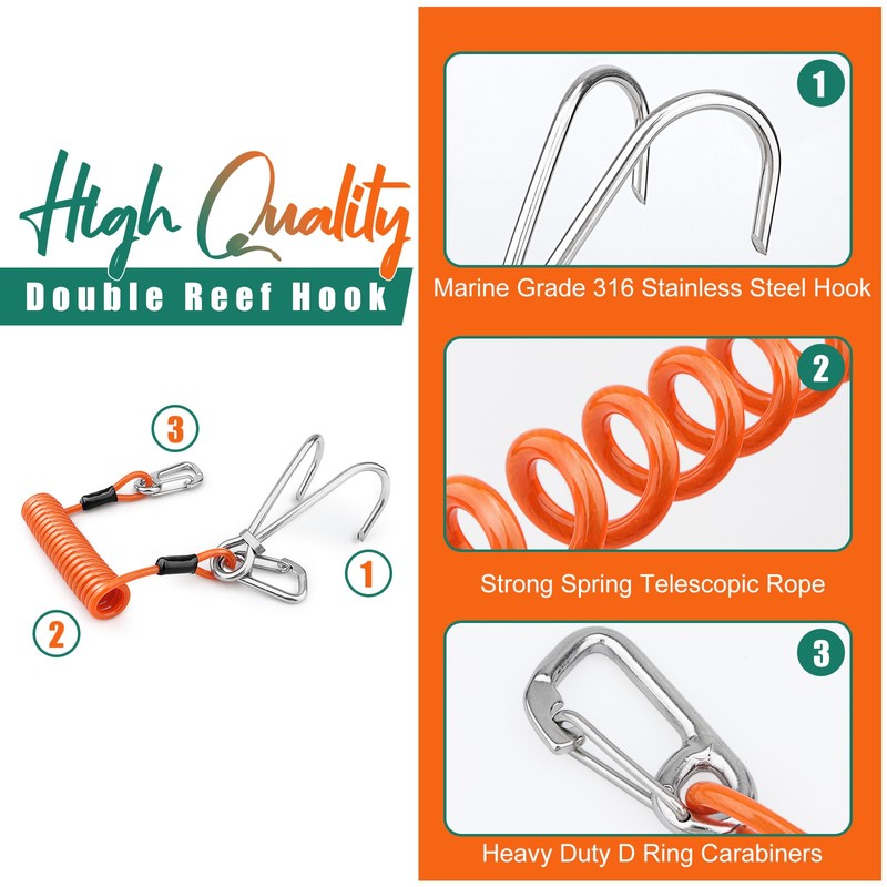 Pluzluce Scuba Diving Reef Double Hook, Drift Safety Telescopic Spring