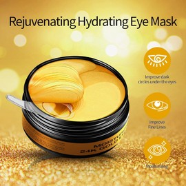 Tunbot Parches Debajo De Los Ojos - 60 Piezas - Mascarilla Oro 24K - Anti-Envejecimiento - Contiene Colágeno Y Ácido Hialurónico - Elimina Ojeras, Inflamación Y Arrugas, Hidrata - Be