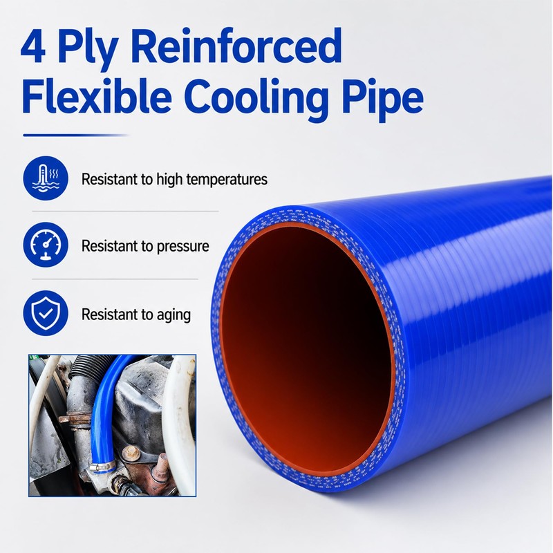 2.5" ID x 3 ft Silicone Radiator Coolant Hose, Blue