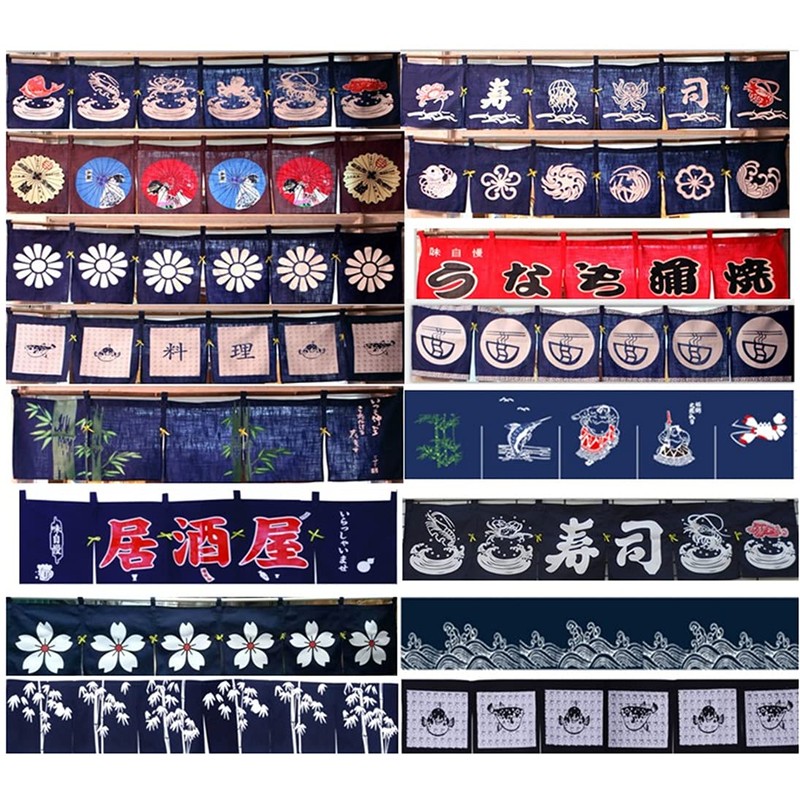 UXOWOXU Wave Pattern Doorway Traditional Short Noren Curtain for Japanese