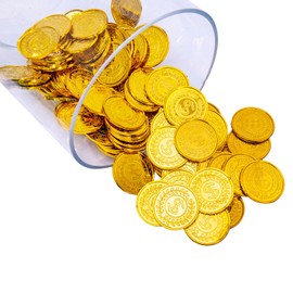 Liatunou 100 Pcs Plastic Gold Coins Bulk,Pirate Gold Coins for Treasure Hunt Games,Party Decorations,Pirate Games,Parade,Rewards,Novelty Party Favors