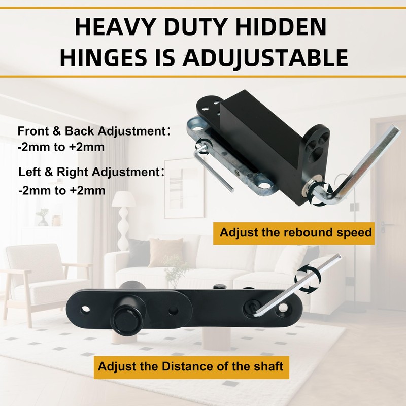 Black Self Closing Pivot Hinge Heavy Duty Hidden Hinges for