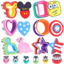 Uncrustable Sandwich Cutter, 12 Pcs Sandwich Cutter and Sealer Set, DIY Cookie Cutters Vegetable Cutter Shapes for Kids, Ideal for School Lunch Boxes and Bento Boxes Boys Girls