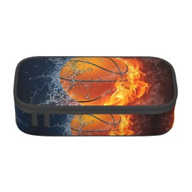 HKHEHOP Cool Basketball Ball Pencil Case Big Capacity Storage Pencil Pouch Stationery Bags With Zipper Portable Pen Holder Box Organizer For Boys Girls Teens Student College School Office Supplies