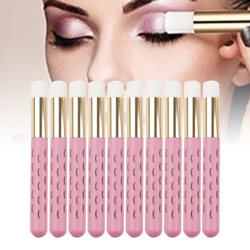 10pcs Facial Lash Shampoo Brushes Golden Tube Aluminum Acrylic Handle