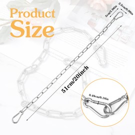 Amabro Steel Chain Chain, 51 cm Stainless Steel Chain, Stainless Steel Chain, Gate Chain Lock, Link Chain with Spring Clasps for Outdoor Fences, Spiral Chains, Outdoor Yard Doors, Horse Stables