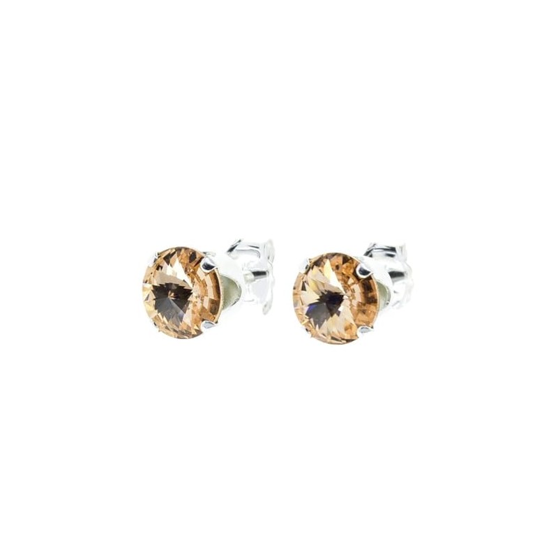 pewterhooter Women's 925 Sterling Silver Stud Earrings – Sparkling Crystal