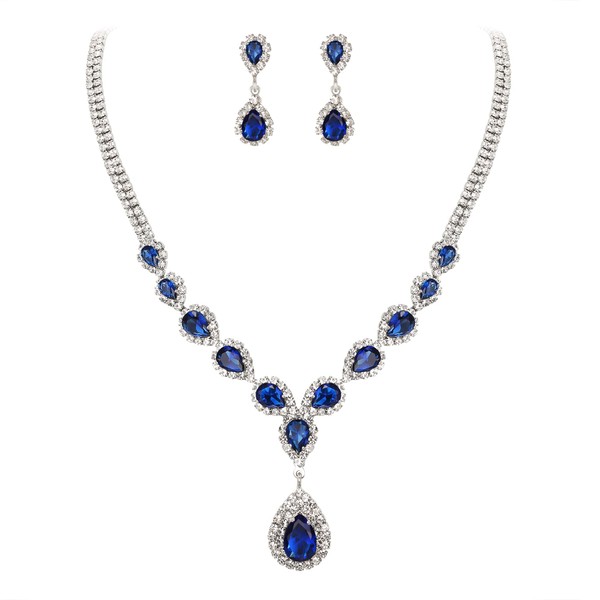 BriLove Wedding Jewelry Bridal Necklace Earrings Set for Women CZ