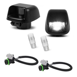 StylinPro LED License Plate Lights - Lens Tag Lights Rear Lamp Socket Wiring Harness Black Housing Assembly Compatible with Nissan Frontier Armada Titan Xterra, Suzuki Equator Pickup Truck, Pack of 2