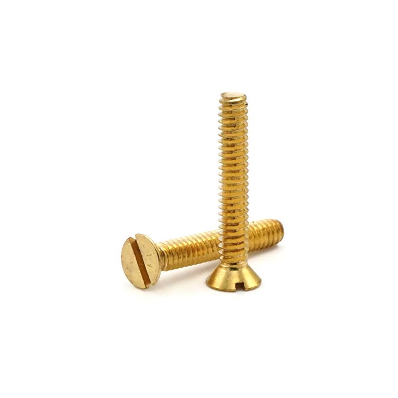 Brass Slotted Flat Head Machine Screws - 1/4"-20 x 4