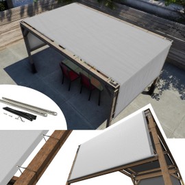 Amgo 8' W x 27' L Grey Pergola UPF50 Sun Shade Canopy Replacement Cover with Stainless Steel Weighted Rods, 95% UV Blockage, Commercial Grade 260 GSM for Outdoor Patio (We Make Custom Size)