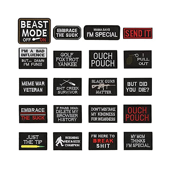 WZT 20 Pieces Funny Tactical Military Morale Patch Full Embroidery