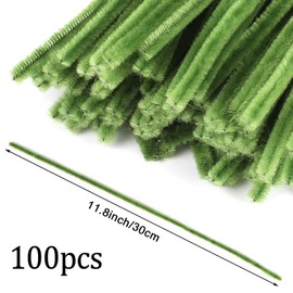 LOMIMOS 100Pcs Pipe Cleaners Craft,Pipe Cleaners Chenille Stem Fuzzy Sticks Craft Supplies for Home DIY Handmade Art Festival (Moss Green)