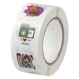 GetCoupon 500Pcs Cartoon Animals Stickers, Cute Musical Instrument Stickers, 1 Inch Round Sticker Roll for Gift Sealing,Motivational Rewards(Musical Instrument)