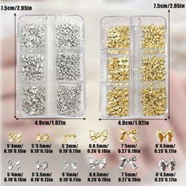 Nail Parts, Ribbon, Nail Studs, Star, 3D, Cute, Y2k Star, Quad-pointed Star, Bowknots, Crosses, Small, Silver, Gold, Alloy, Nail Art, Metal Parts, Decorative Parts, Gel Nail DIY Crafting Material,