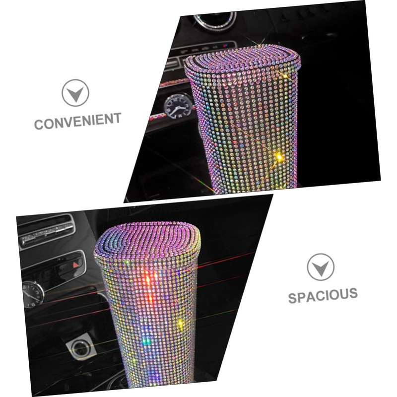 CIYODO Car Trash Bin Lid Compact Cup Holder Waste Container