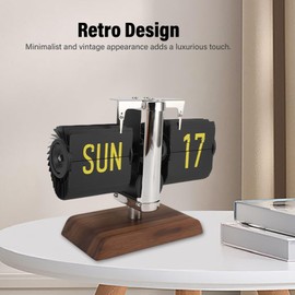 Luocute Flip Desk Clock, Retro Digital Flip Table Clocks, 12 Hour Display Mid Century Modern Decor Auto for Room, Home and Office, Large Number Digital Table Decors (Stainless Steel)