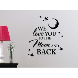We Love You to The Moon and Back Stars Cute playroom Sticker Nursery Vinyl Saying Lettering Wall Art Inspirational Sign Wall Quote Decor