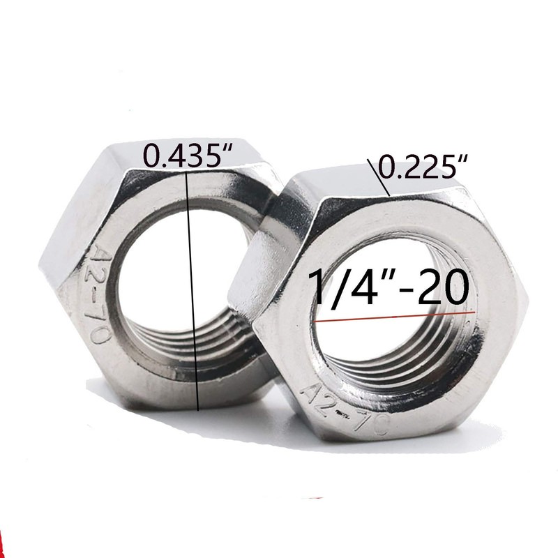 Smartsails 1/4"-20 Stainless Steel Finished Hex Nut, 304 Stainless Steel