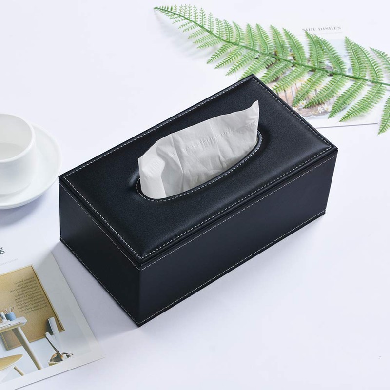 Oymlclivisa Leather Tissue Box Holder Black Tissue Holder for Home